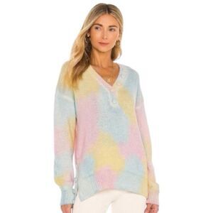 LoveShackFancy Naveen V-Neck Pullover Sweater in Fairy Tale Tie Dye Size XS